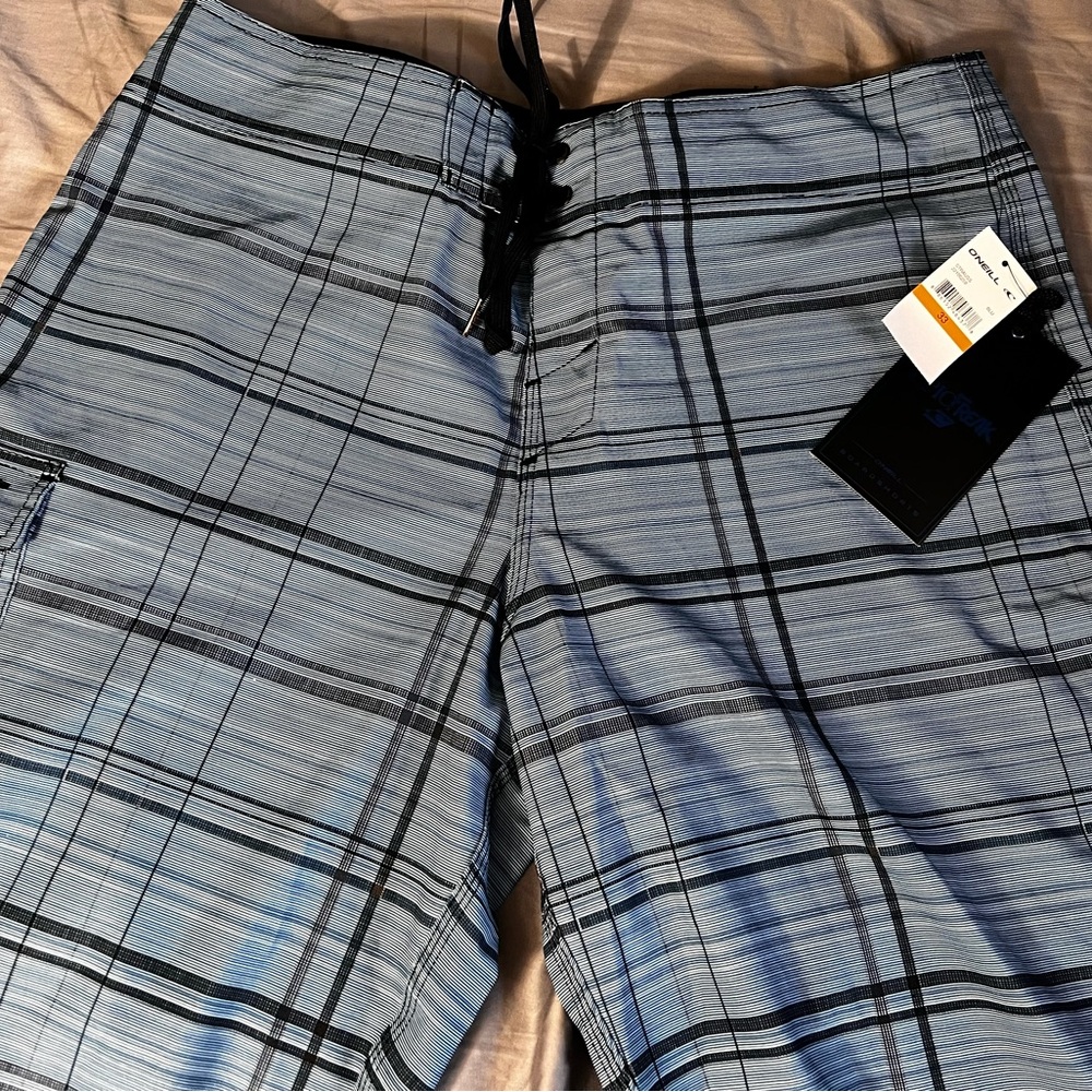 Men's Blue Plaid Swim Shorts